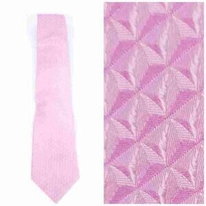 New Burma Bibas Silk Tie Pink Geometric Print, Technocare Men Accessory Career